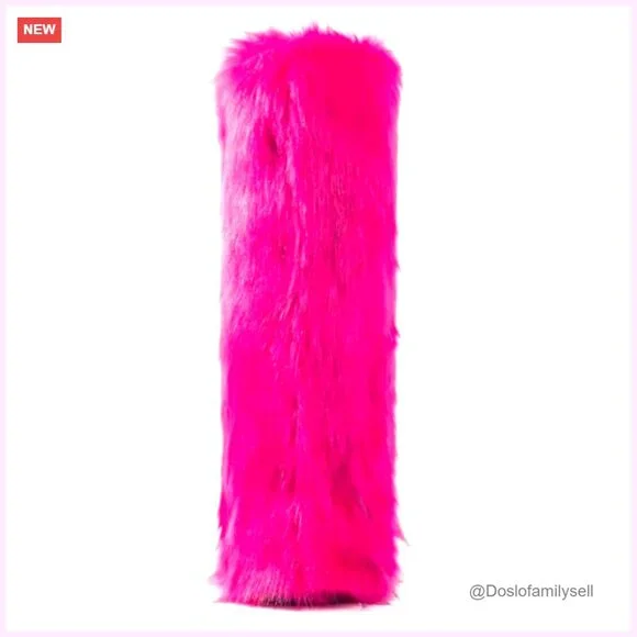 Knee-High Faux Fur Boots Warm Winter Snow Boots Fluffy